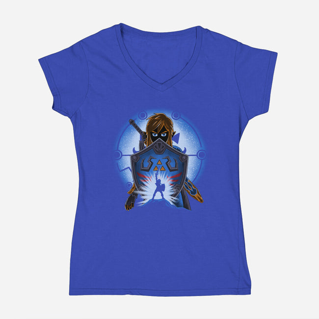 Legendary Shield-Womens-V-Neck-Tee-rmatix