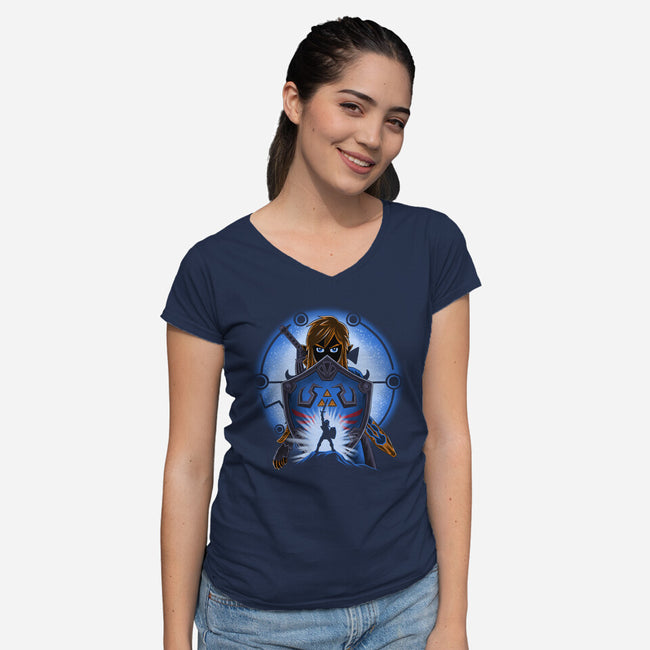 Legendary Shield-Womens-V-Neck-Tee-rmatix