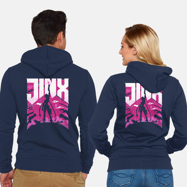 Jinx Doom-Unisex-Zip-Up-Sweatshirt-rocketman_art