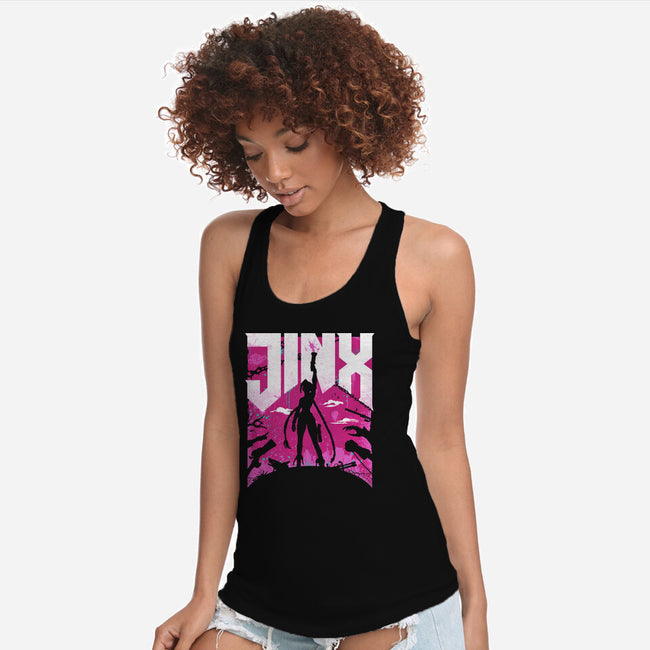 Jinx Doom-Womens-Racerback-Tank-rocketman_art