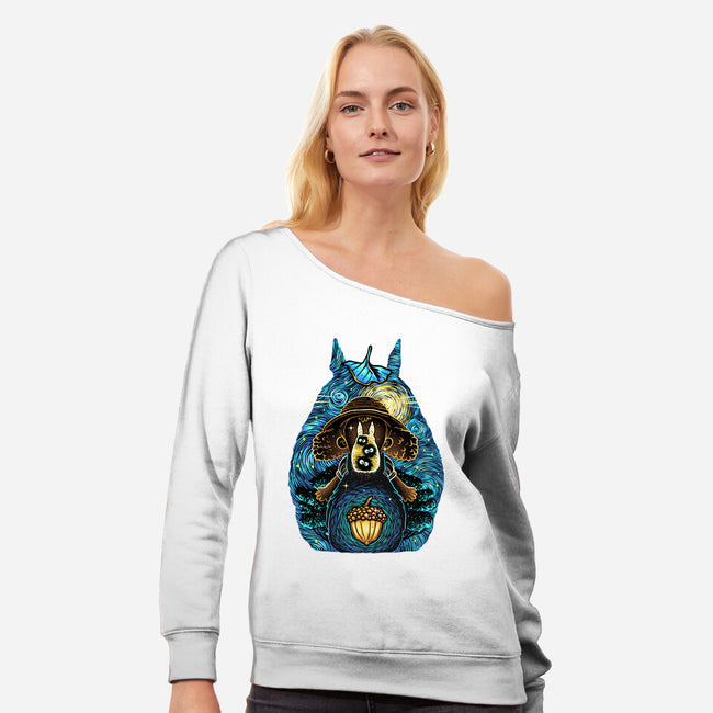 Neighbors In The Night-Womens-Off Shoulder-Sweatshirt-glitchygorilla