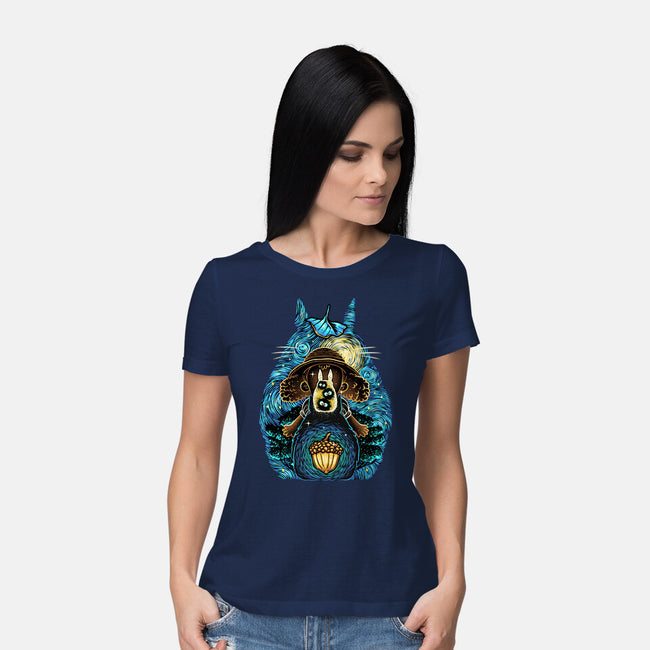 Neighbors In The Night-Womens-Basic-Tee-glitchygorilla