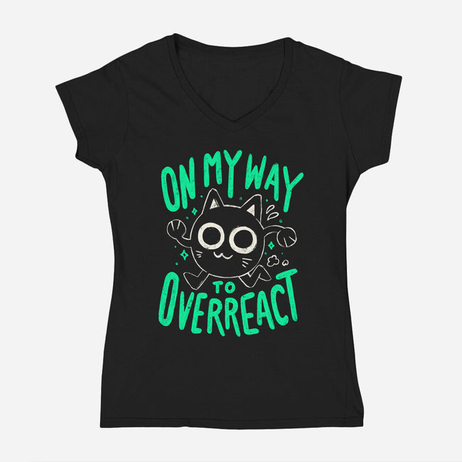 On My Way To Overreact-Womens-V-Neck-Tee-Arigatees