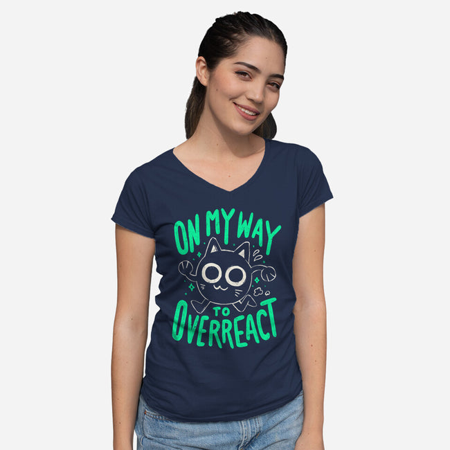 On My Way To Overreact-Womens-V-Neck-Tee-Arigatees