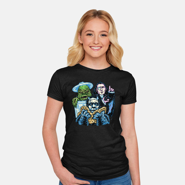 Welcome To The Monster Street-Womens-Fitted-Tee-glitchygorilla