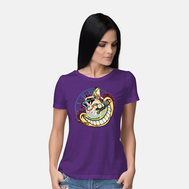 Way Down The Rabbit Hole-Womens-Basic-Tee-glitchygorilla