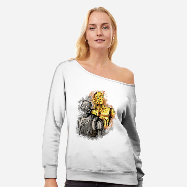 My Droid Friend-Womens-Off Shoulder-Sweatshirt-nickzzarto