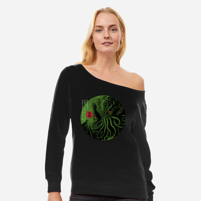 Rise Of The Great Old One-Womens-Off Shoulder-Sweatshirt-DrMonekers