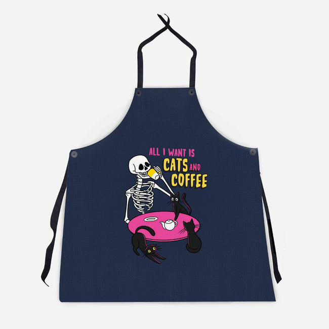 Skull And Cats-Unisex-Kitchen-Apron-yumie