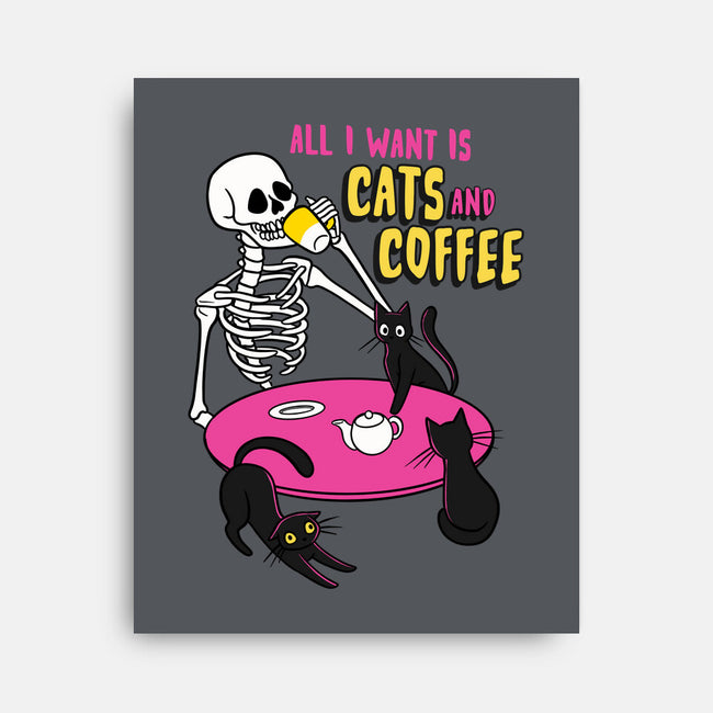 Skull And Cats-None-Stretched-Canvas-yumie