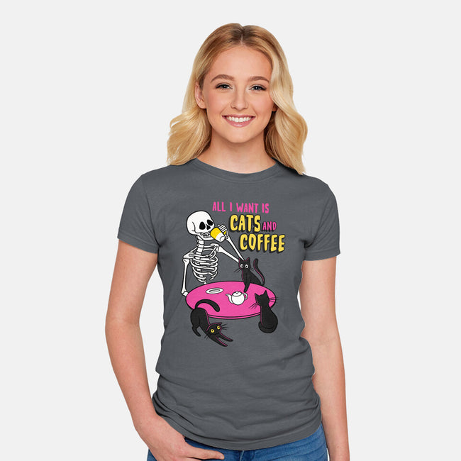 Skull And Cats-Womens-Fitted-Tee-yumie