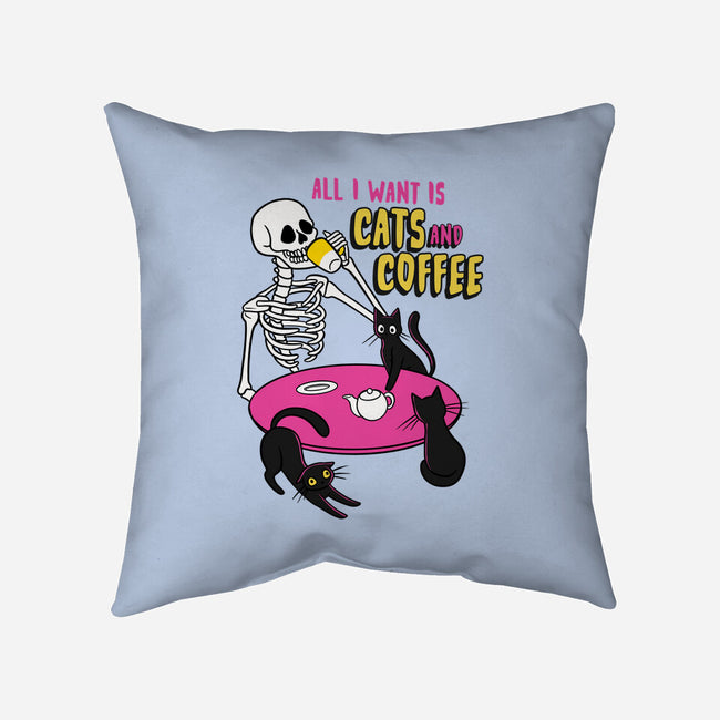 Skull And Cats-None-Removable Cover w Insert-Throw Pillow-yumie