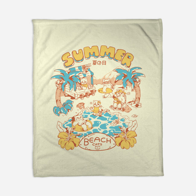 Summer Beach Cats-None-Fleece-Blanket-yumie