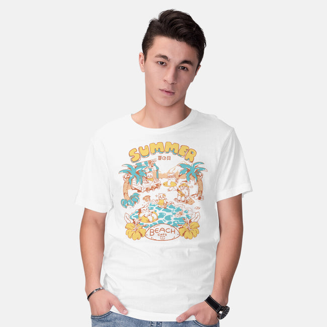 Summer Beach Cats-Mens-Basic-Tee-yumie