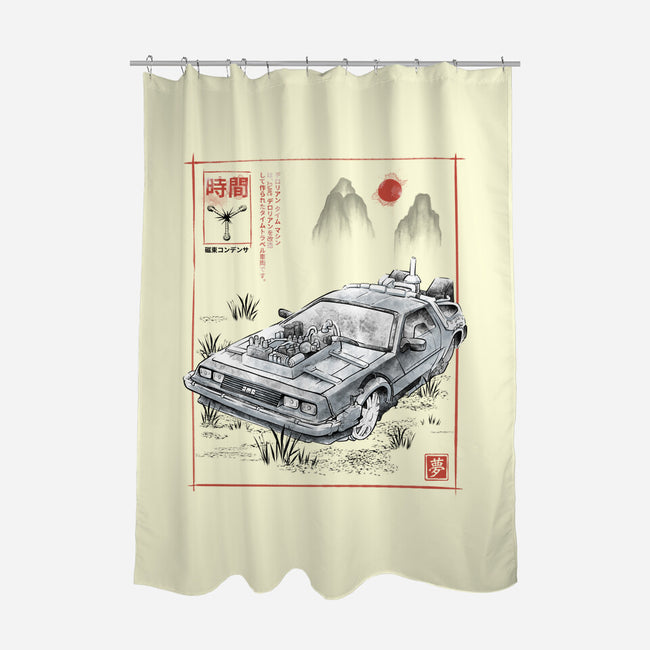 DeLorean Sumi-e-None-Polyester-Shower Curtain-Astrobot Invention