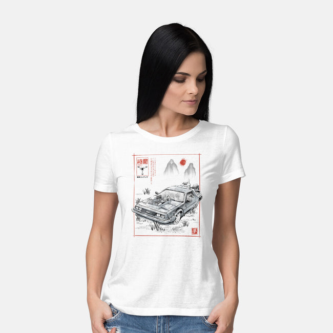 DeLorean Sumi-e-Womens-Basic-Tee-Astrobot Invention