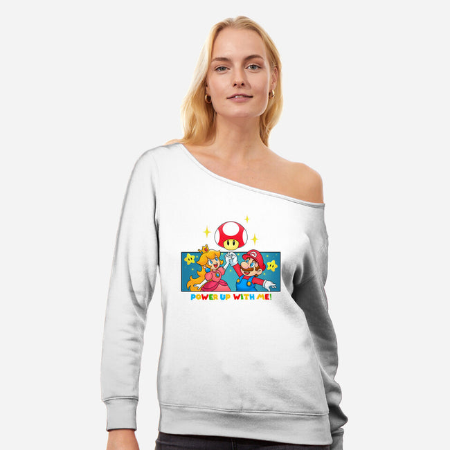 Power Up With Me-Womens-Off Shoulder-Sweatshirt-Tri haryadi