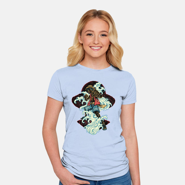 Pirate King Waves-Womens-Fitted-Tee-glitchygorilla