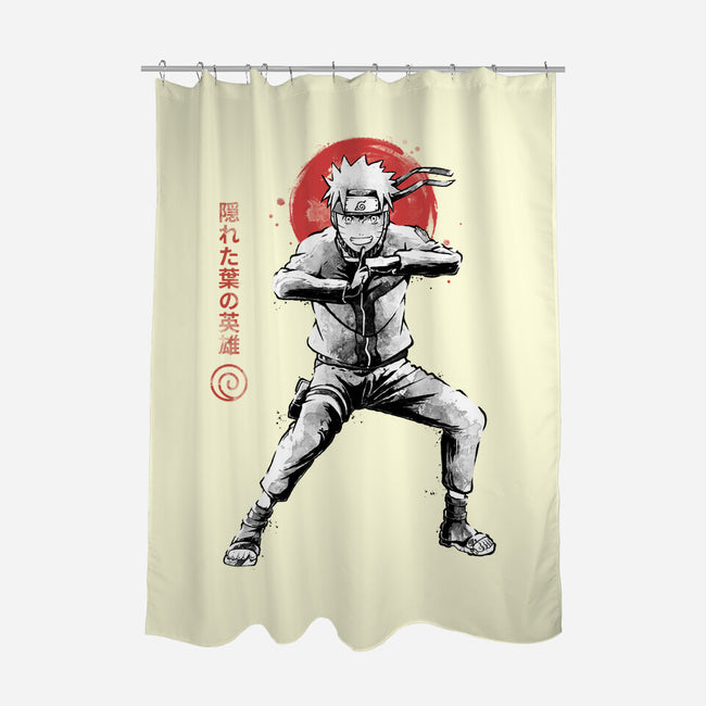 Hero Of The Hidden Leaf Sumi-e-None-Polyester-Shower Curtain-Astrobot Invention