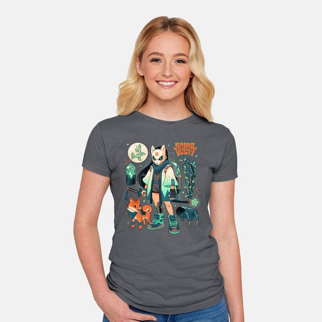 Dogs And Plants-Womens-Fitted-Tee-Bruno Mota