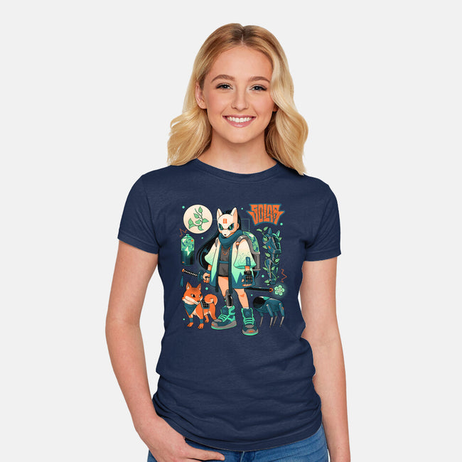 Dogs And Plants-Womens-Fitted-Tee-Bruno Mota