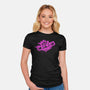 Jinx Monkey Pink-Womens-Fitted-Tee-rocketman_art