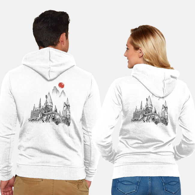 Wizard Home Sumi-e-Unisex-Zip-Up-Sweatshirt-Astrobot Invention