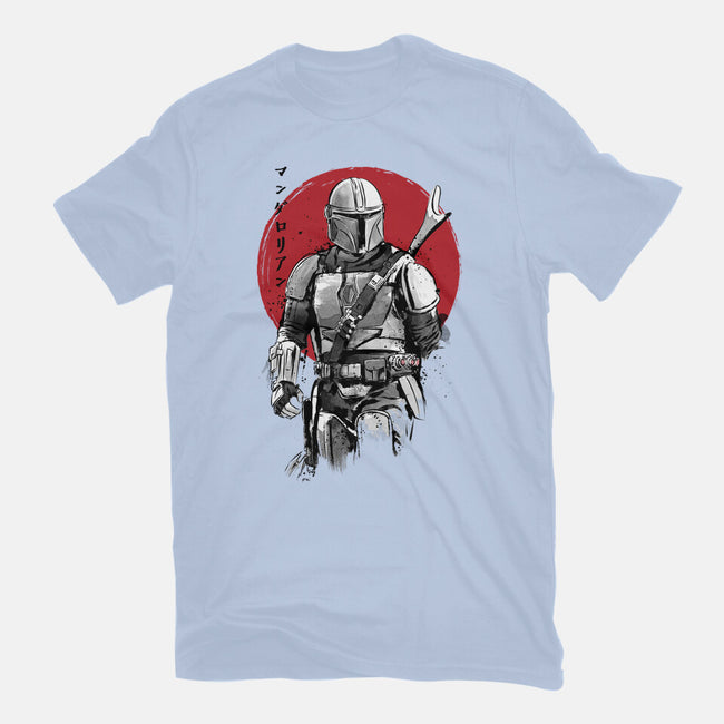 Mandalorian Bounty Hunter Sumi-e-Womens-Fitted-Tee-DrMonekers