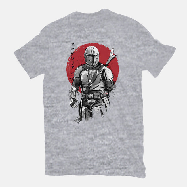 Mandalorian Bounty Hunter Sumi-e-Womens-Fitted-Tee-DrMonekers