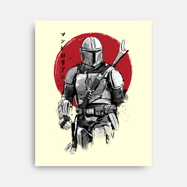 Mandalorian Bounty Hunter Sumi-e-None-Stretched-Canvas-DrMonekers