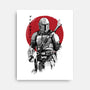 Mandalorian Bounty Hunter Sumi-e-None-Stretched-Canvas-DrMonekers