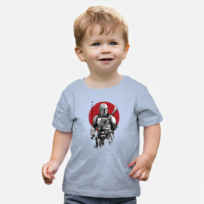 Mandalorian Bounty Hunter Sumi-e-Baby-Basic-Tee-DrMonekers