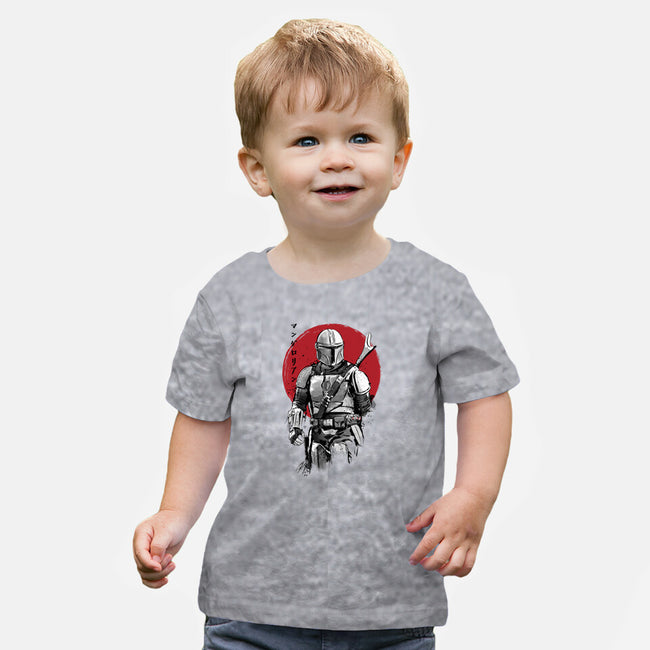 Mandalorian Bounty Hunter Sumi-e-Baby-Basic-Tee-DrMonekers