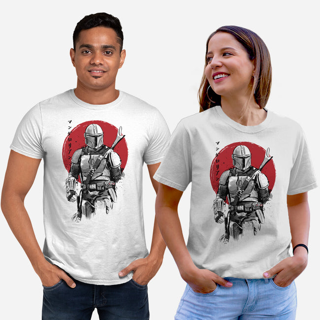 Mandalorian Bounty Hunter Sumi-e-Unisex-Basic-Tee-DrMonekers