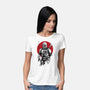 Mandalorian Bounty Hunter Sumi-e-Womens-Basic-Tee-DrMonekers