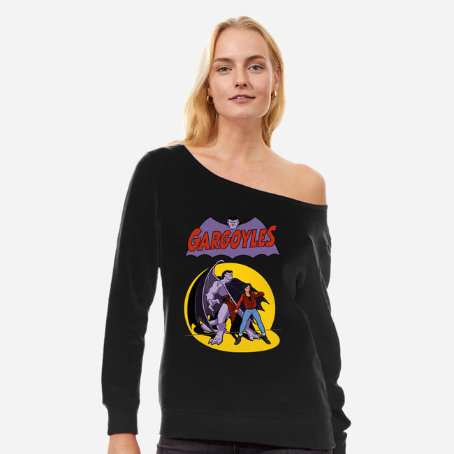 Gargoyles Cover-Womens-Off Shoulder-Sweatshirt-jasesa