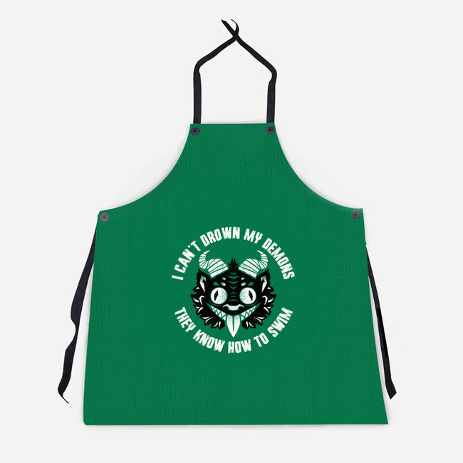 I Can't Drown My Demons-Unisex-Kitchen-Apron-Bezao Abad