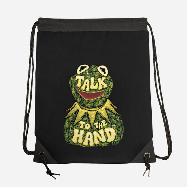 Talk To The Kermit Hand-None-Drawstring-Bag-glitchygorilla