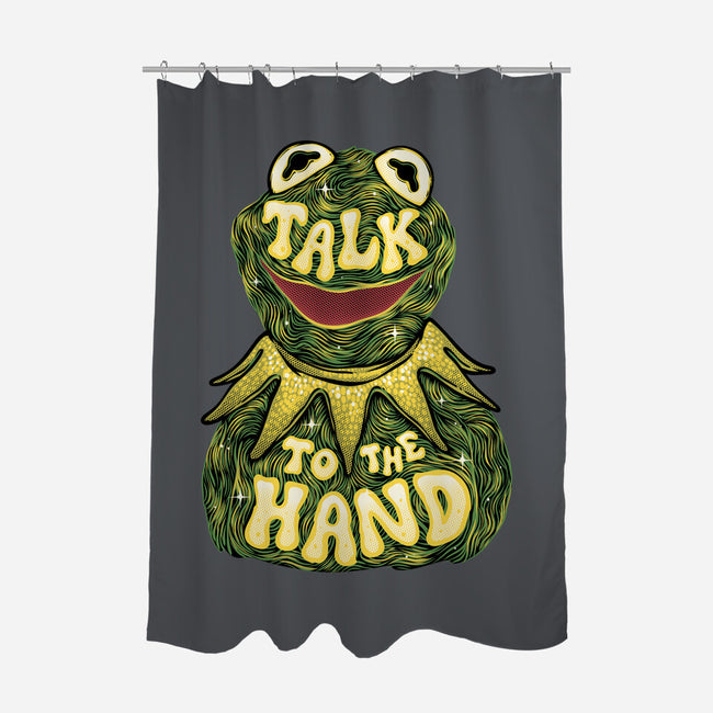 Talk To The Kermit Hand-None-Polyester-Shower Curtain-glitchygorilla