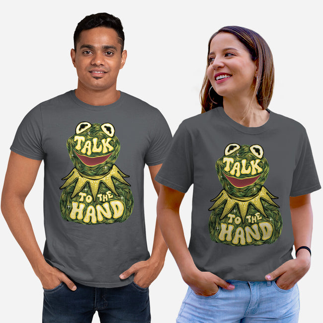 Talk To The Kermit Hand-Unisex-Basic-Tee-glitchygorilla