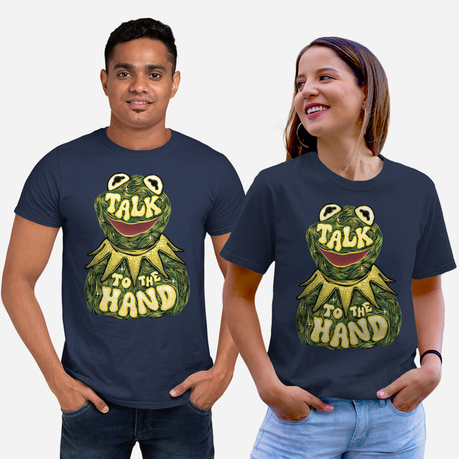 Talk To The Kermit Hand-Unisex-Basic-Tee-glitchygorilla