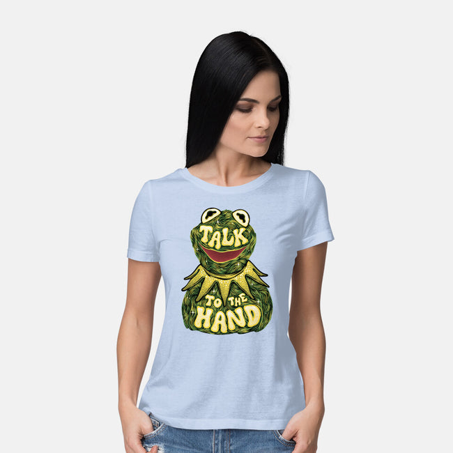 Talk To The Kermit Hand-Womens-Basic-Tee-glitchygorilla