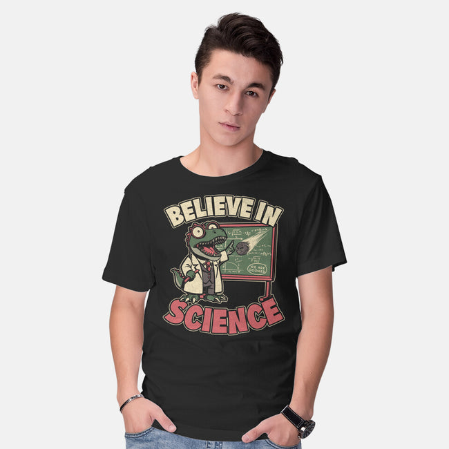 Dino Believe In Science-Mens-Basic-Tee-Studio Mootant