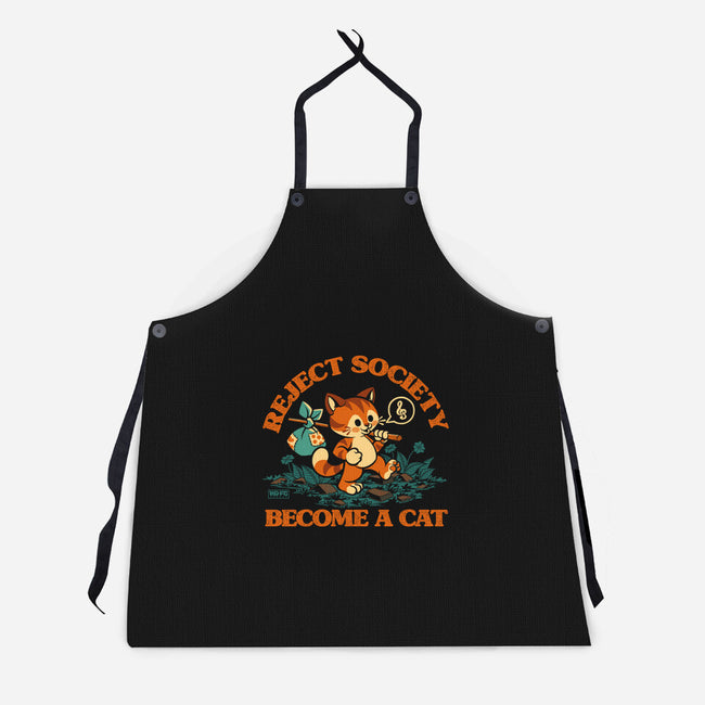 Reject Humanity Become A Cat-Unisex-Kitchen-Apron-worlddominationforcats