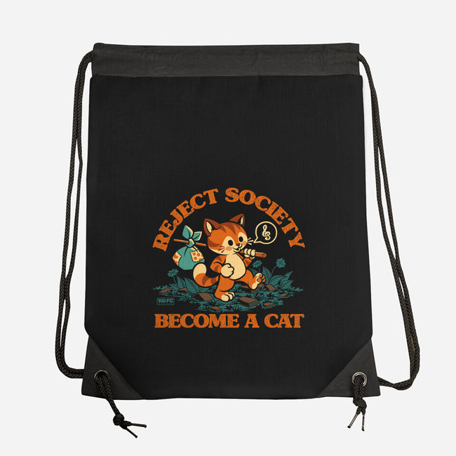 Reject Humanity Become A Cat-None-Drawstring-Bag-worlddominationforcats