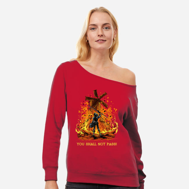 Defender Of La Mancha Remix-Womens-Off Shoulder-Sweatshirt-zascanauta