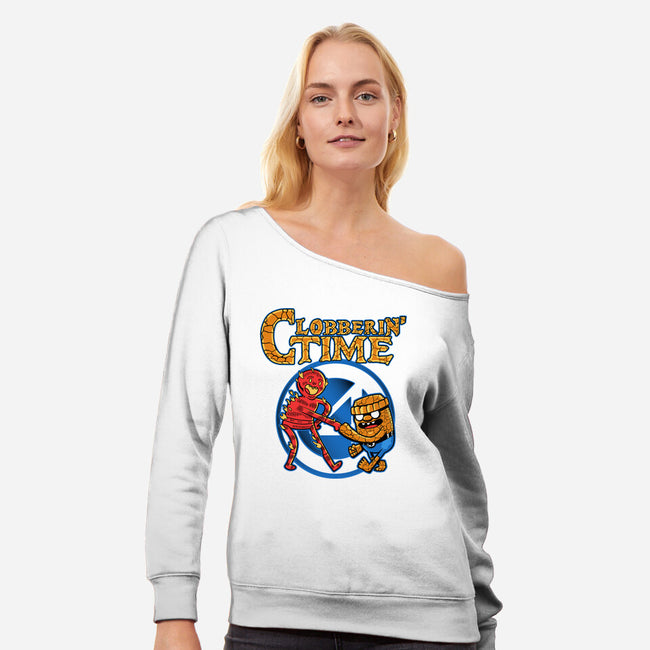 Clobberin Time-Womens-Off Shoulder-Sweatshirt-demonigote