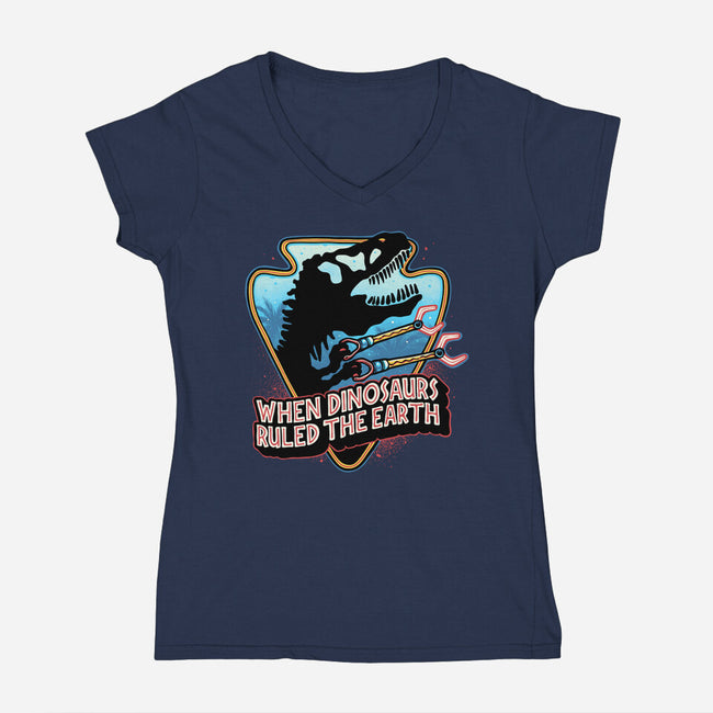 When Dinosaurs Ruled The Earth-Womens-V-Neck-Tee-glitchygorilla