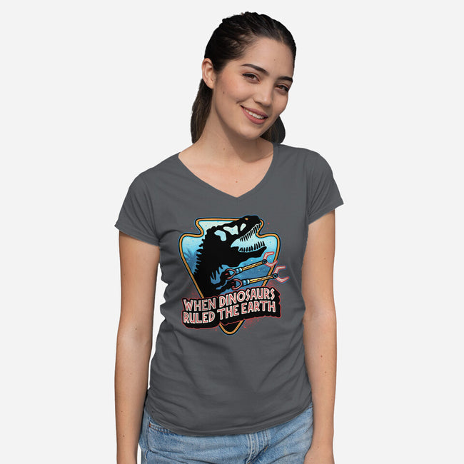 When Dinosaurs Ruled The Earth-Womens-V-Neck-Tee-glitchygorilla