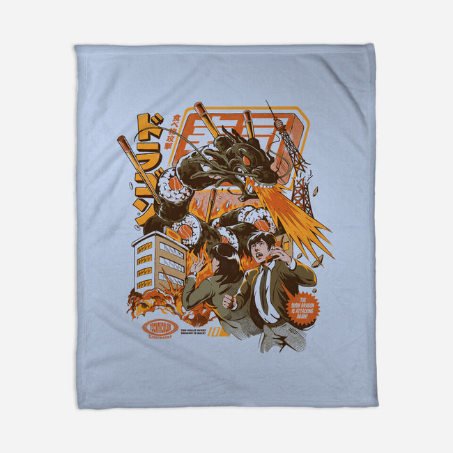 Sushi Dragon Attack-None-Fleece-Blanket-ilustrata